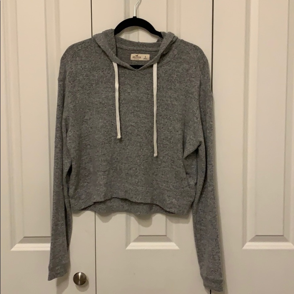 Hollister soft gray knit hoodie